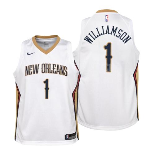 youth new orleans pelicans zion williamson 1 white association replica jersey