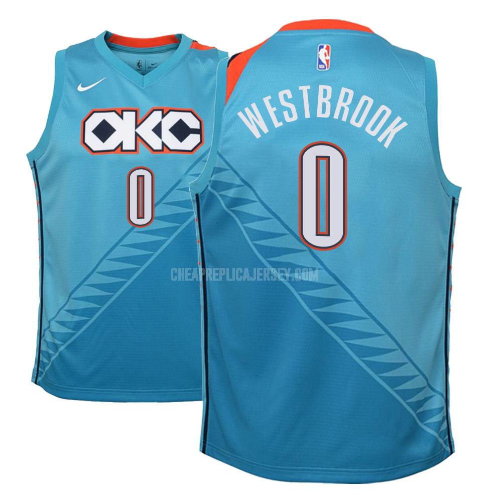 youth oklahoma city thunder russell westbrook 0 blue city edition replica jersey