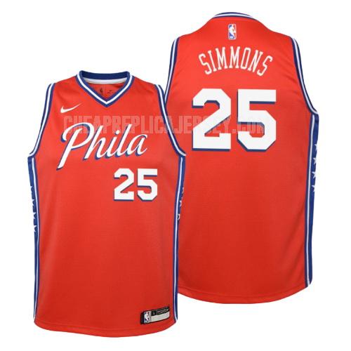 youth philadelphia 76ers ben simmons 25 red statement replica jersey