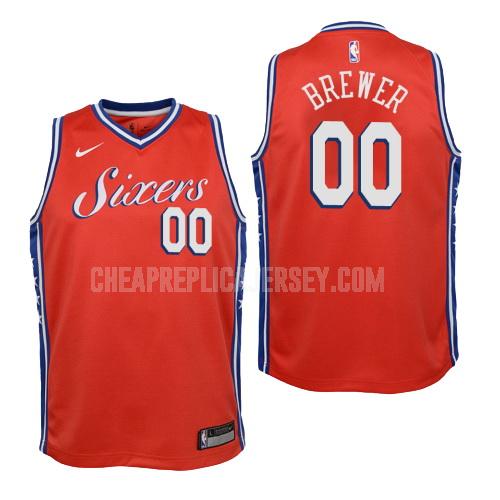 youth philadelphia 76ers corey brewer 0 red statement replica jersey