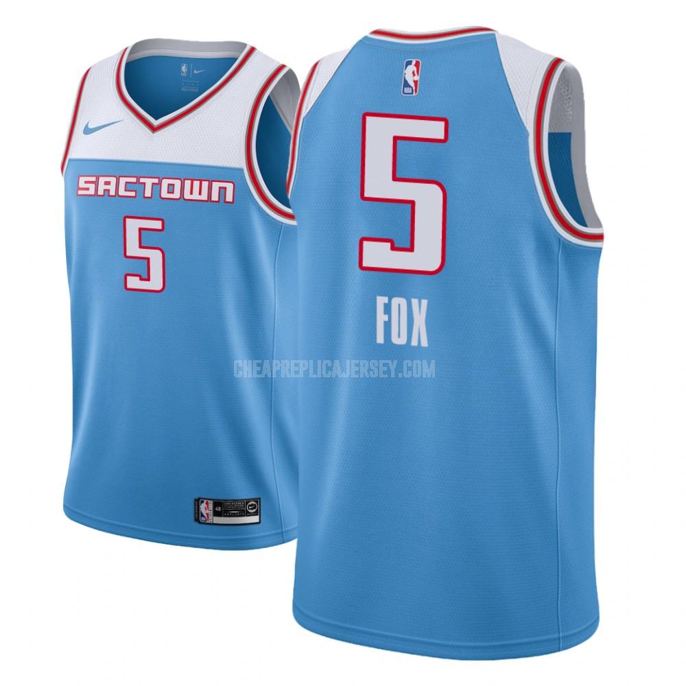 youth sacramento kings de'aaron fox 5 blue city edition replica jersey